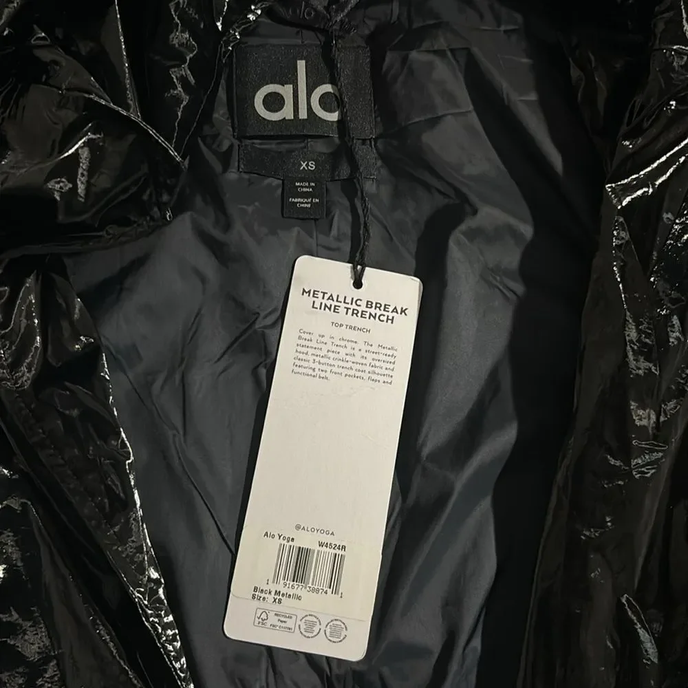 Alo yoga NEW Metallic Break Line Trench black XS